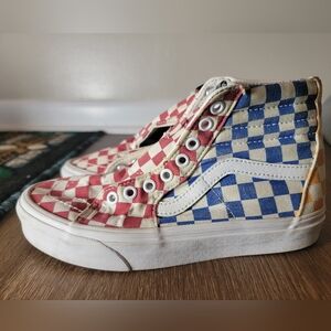 High Topped Checkered Vans - Womens Size 6, Kids Size 4.5